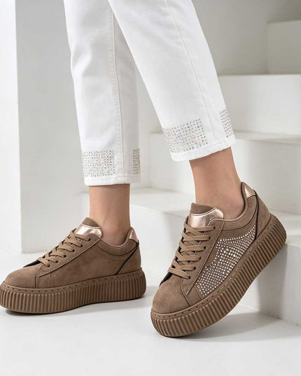 Pantofi Sport De Dama,Din Piele ecologica intoarsa,D1513,Kaki