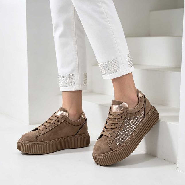 Pantofi Sport De Dama,Din Piele ecologica intoarsa,D1513,Kaki