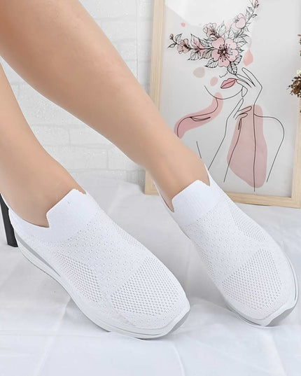 Pantofi Sport De Dama din material textil, D1492 - Alb