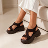 Sandale de Dama,Cu platforma,Din Piele Ecologica,SA137,Maro