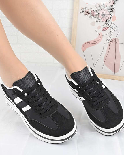 Pantofi Sport De Dama din material textil, D1494 - Negru