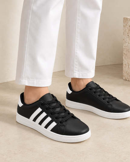 Pantofi sport de dama,D1310,Din piele ecologica,Negru cu Alb