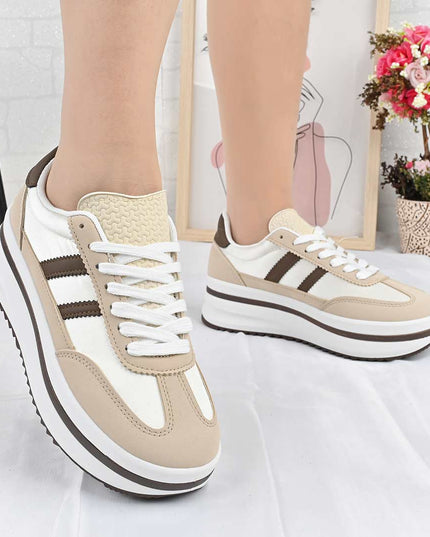Pantofi Sport De Dama din material textil, D1494 - Bej