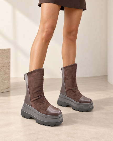 Ghete de dama,Din piele ecologica lacuita cu interior imblanit,GD1130,Maro