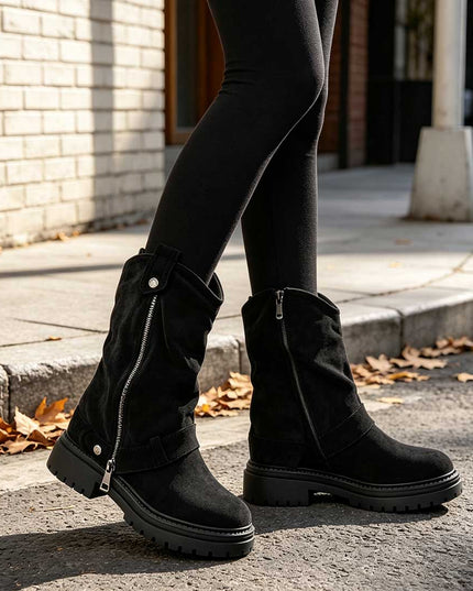 Ghete de dama,Din piele ecologica cu interior imblanit,GD1128,Negru