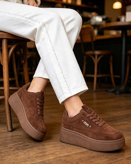 Pantofi Sport De Dama,Din Piele ecologica intoarsa,D1509,Maro