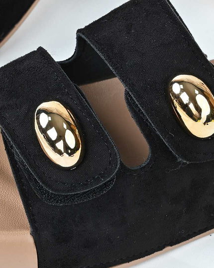 Papuci Casual De Dama din piele intoarsa ecologica, PD1092 - Negru