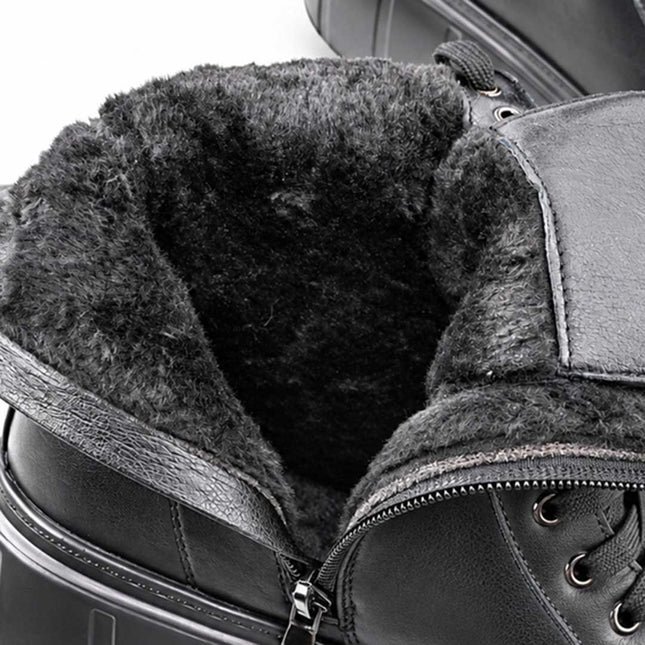 Ghete de damă, din piele ecologică ,cu interior imblanit,GD1136,Negru