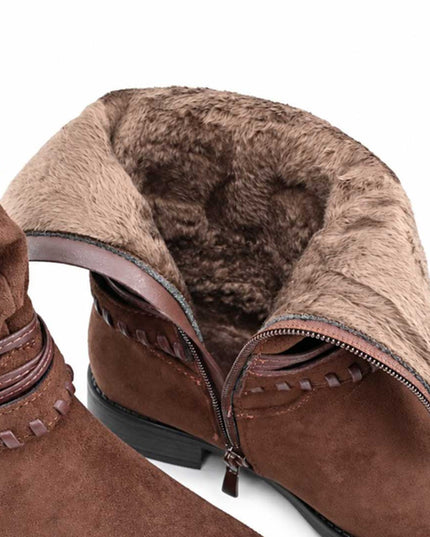 Ghete de dama, din piele ecologică întoarsă,cu interior imblanit,GD1134,Maro