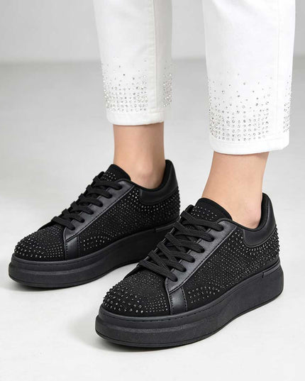 Pantofi Sport De Dama,Din Piele ecologica intoarsa,D1514.Negru