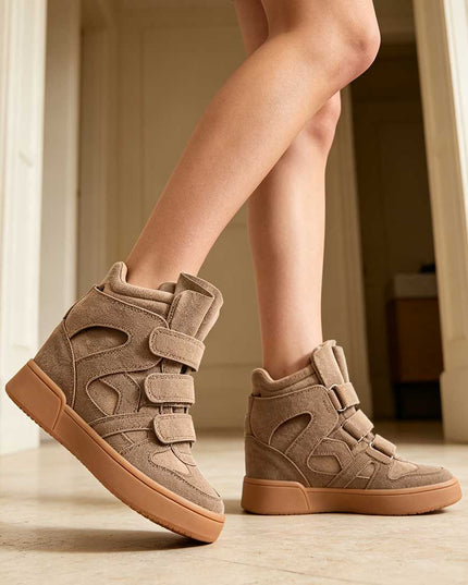 Pantofi Sport De Dama,Cu platforma,Din Piele ecologica intoarsa,D1512,Kaki