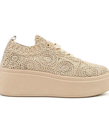 Pantofi Sport De Dama din material textil, D1493 - Bej