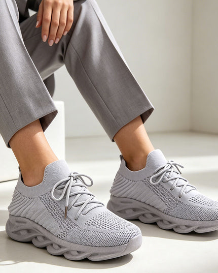 Pantofi Sport De Dama din Material Textil, D1421 - Gri