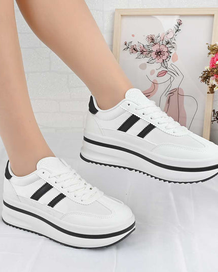 Pantofi Sport De Dama din material textil, D1494 - Alb