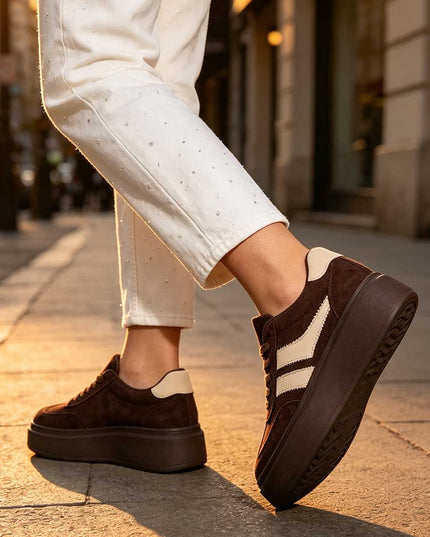 Pantofi Sport De Dama,Din Piele ecologica intoarsa,D1510,Maro