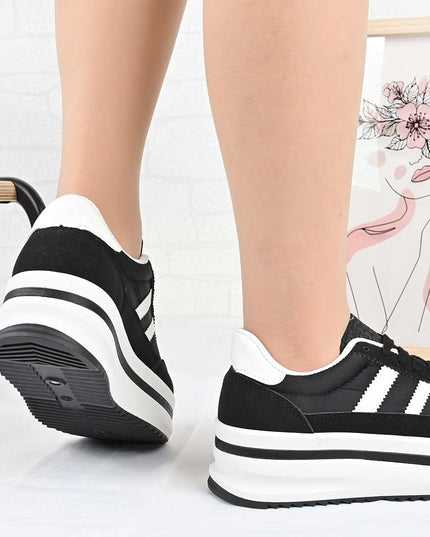 Pantofi Sport De Dama din material textil, D1494 - Negru