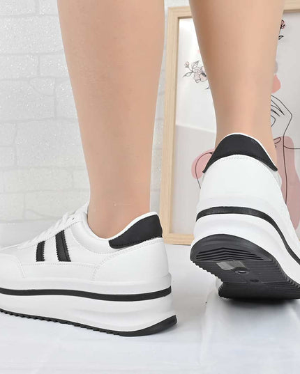 Pantofi Sport De Dama din material textil, D1494 - Alb
