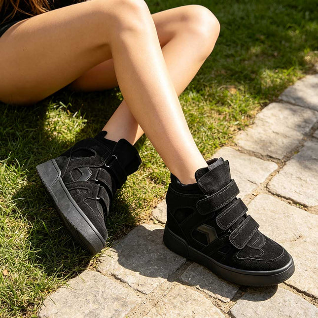 Pantofi Sport De Dama,Cu platforma,Din Piele ecologica intoarsa,D1512,Negru