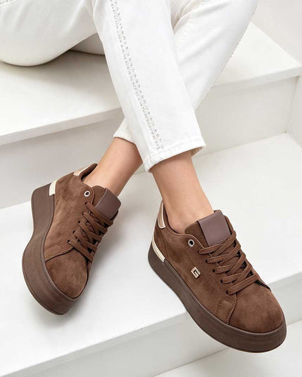 Pantofi Sport De Dama,Din Piele ecologica intoarsa,D1511,Maro