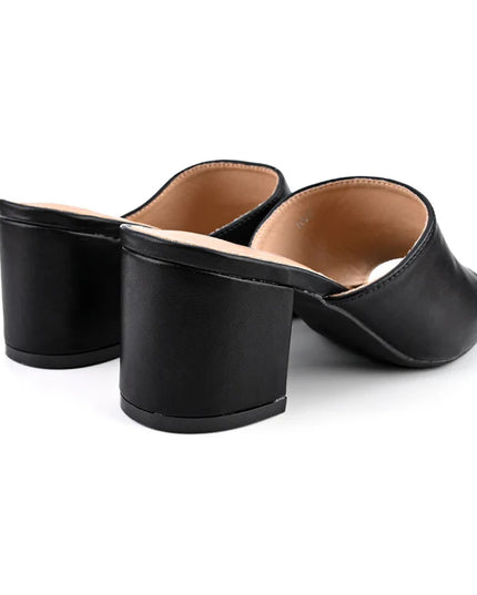 Papuci Casual De Dama cu Toc Groasa, PD1102 - Negru