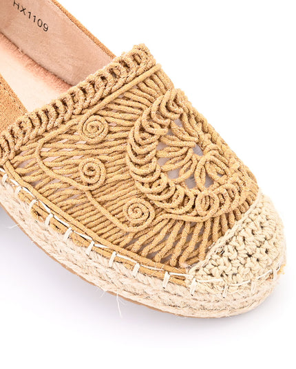 Espadrile de dama din material Textil, TD1281 - Camel