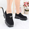 Pantofi casual de dama,Cu platforma,Din piele ecologica intoarsa,P1303,Negru