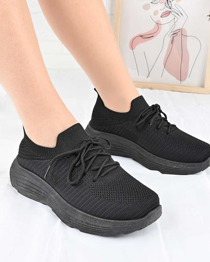 Pantofi Sport De Dama din material textil, D1491 - Negru