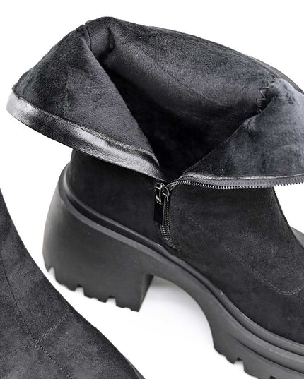 Ghete de dama,Din piele ecologica cu interior imblanit,GD1126,Negru