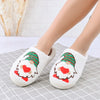 Papuci de casa Dama,bumbac,Cu Verde palarie Mos Craciun, Imblaniti,PD1064,Alb/Verde