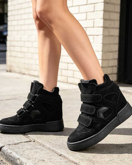 Pantofi Sport De Dama,Cu platforma,Din Piele ecologica intoarsa,D1512,Negru
