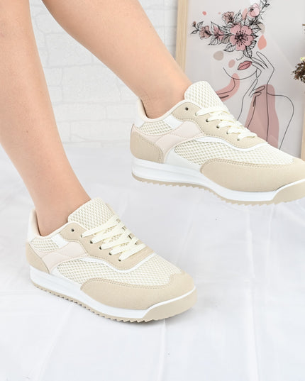 Pantofi Sport De Dama din material textil, D1495 - Bej