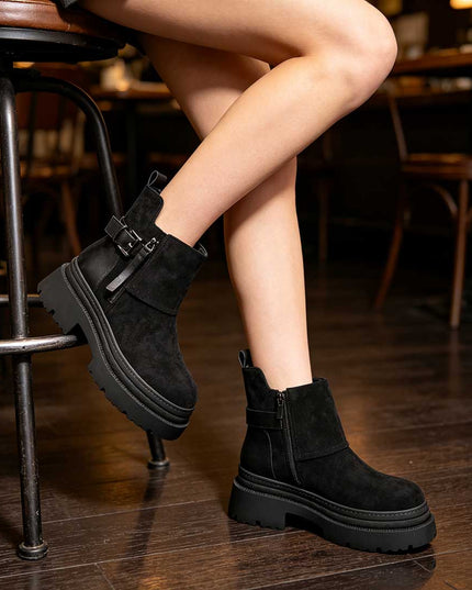 Ghete de dama,Din piele ecologica cu interior imblanit,GD1125,Negru