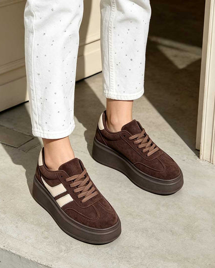 Pantofi Sport De Dama,Din Piele ecologica intoarsa,D1510,Maro