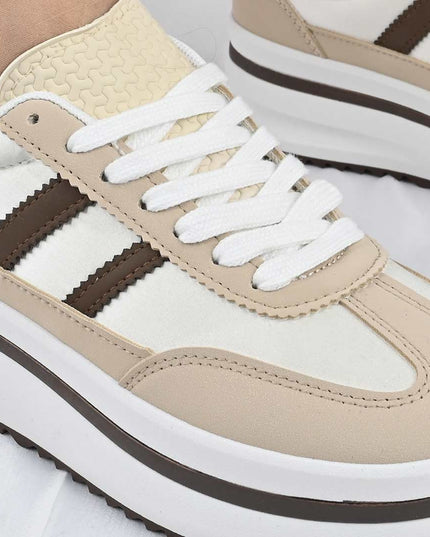 Pantofi Sport De Dama din material textil, D1494 - Bej