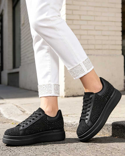 Pantofi Sport De Dama,Din Piele ecologica intoarsa,D1514.Negru