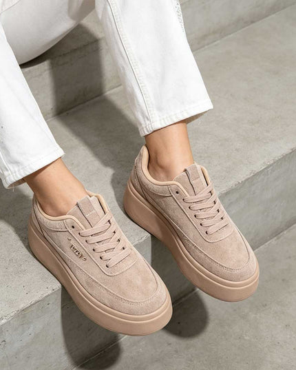 Pantofi Sport De Dama,Din Piele ecologica intoarsa,D1509,Kaki