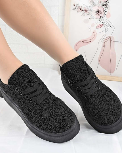Pantofi Sport De Dama din material textil, D1493 - Negru