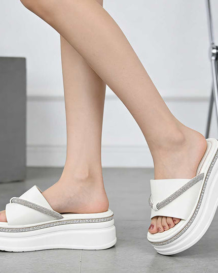Papuci Casual De Dama din piele ecologica, PD1101 - Alb