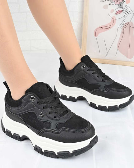 Pantofi Sport De Dama din Piele ecologica, D1499 - Negru