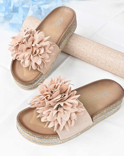 Papuci Casual De Dama din piele intoarsa ecologica, PD1090 - Roz