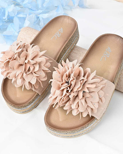 Papuci Casual De Dama din piele intoarsa ecologica, PD1090 - Roz