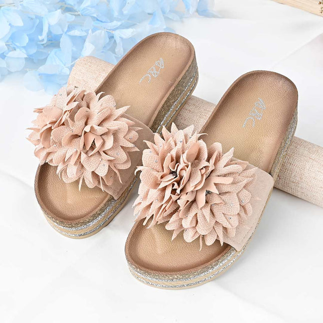Papuci Casual De Dama din piele intoarsa ecologica, PD1090 - Roz