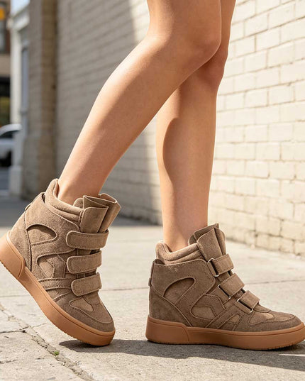 Pantofi Sport De Dama,Cu platforma,Din Piele ecologica intoarsa,D1512,Kaki