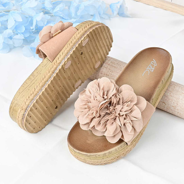 Papuci Casual De Dama din piele intoarsa ecologica, PD1089 - Roz