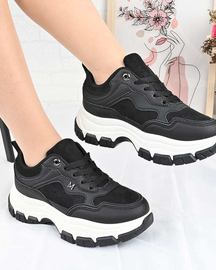 Pantofi Sport De Dama din Piele ecologica, D1499 - Negru