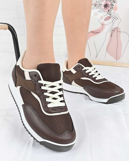 Pantofi Sport De Dama din material textil, D1495 - Maro