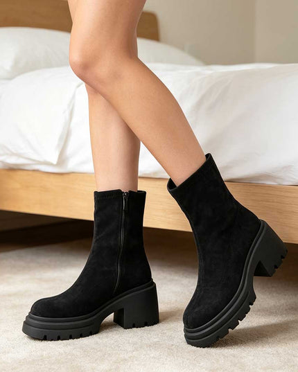 Ghete de dama,Din piele ecologica cu interior imblanit,GD1126,Negru
