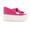 Papuci Casual De Dama,Cu platforma,Din Piele Ecologica,SA18,Fucsia