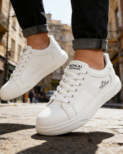 Pantofi sport de barbati din piele ecologica, B4077 - Alb