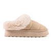 Papuci de casa Dama,Din Piele Ecologica Intoarsa,Cu Imblaniti,PD1051,Bej